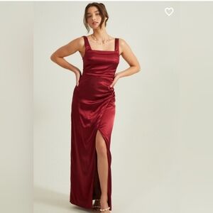 Altar'd State Rich Burgundy Satin Maxi Dress M